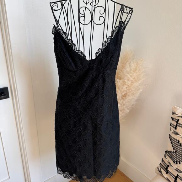 Milly X Bergdorf Goodman Black Lace Spaghetti Strap Mini Cocktail Dress Size 4 - Picture 1 of 11